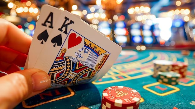 Live blackjack dealer at olxtoto macau dealing cards in real time